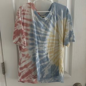 Pink, Blue, And Yellow Tie Dye Shirt